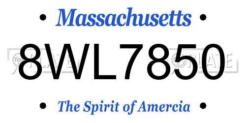 8WL7850 Massachusetts License Plate