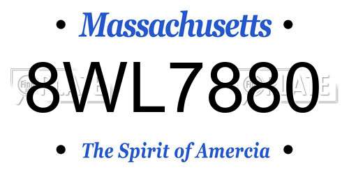 8WL7880 Massachusetts License Plate