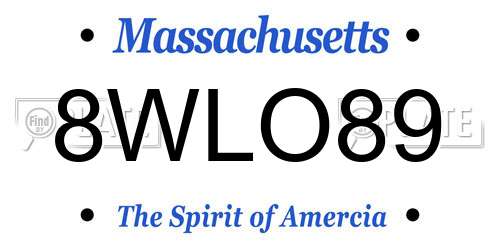 8WLO89 Massachusetts License Plate