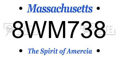 8WM738 Massachusetts License Plate
