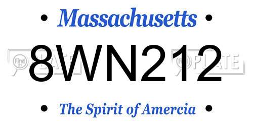 8WN212 Massachusetts License Plate