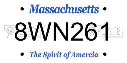 8WN261 Massachusetts License Plate