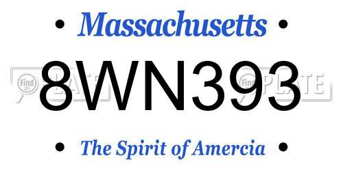 8WN393 Massachusetts License Plate