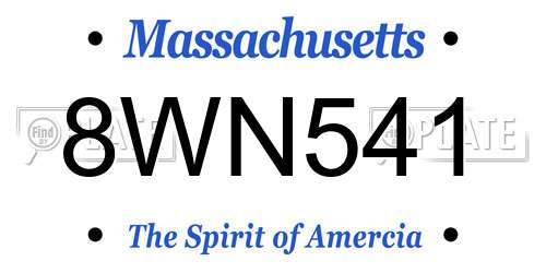 8WN541 Massachusetts License Plate