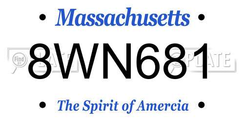 8WN681 Massachusetts License Plate