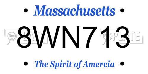 8WN713 Massachusetts License Plate