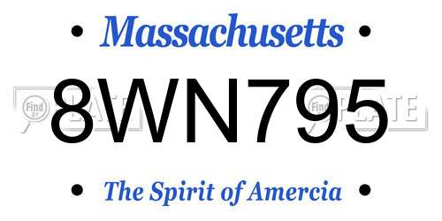 8WN795 Massachusetts License Plate