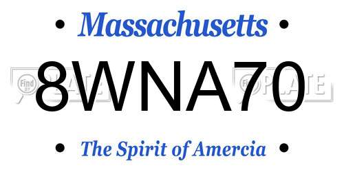 8WNA70 Massachusetts License Plate