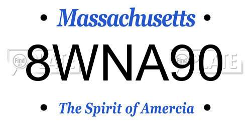 8WNA90 Massachusetts License Plate