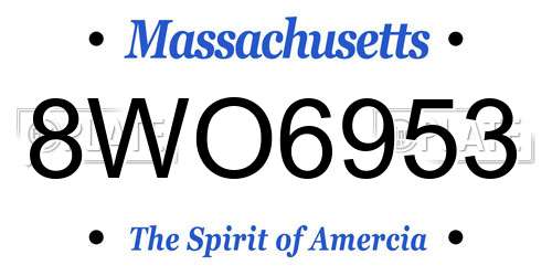 8WO6953 Massachusetts License Plate