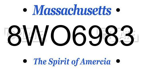 8WO6983 Massachusetts License Plate