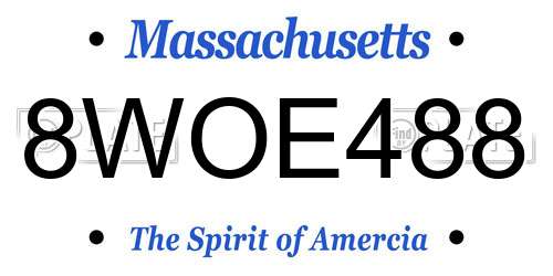 8WOE488 Massachusetts License Plate