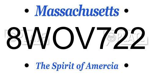 8WOV722 Massachusetts License Plate