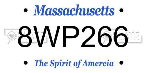 8WP266 Massachusetts License Plate