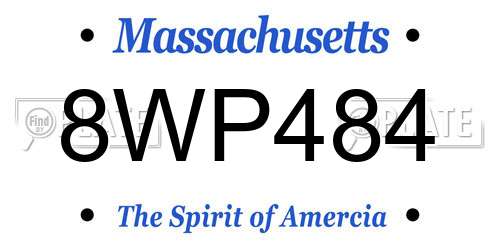 8WP484 Massachusetts License Plate