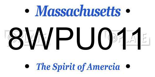 8WPU011 Massachusetts License Plate