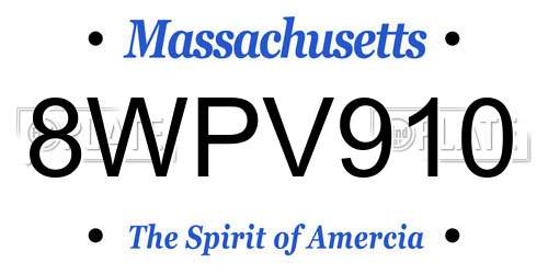 8WPV910 Massachusetts License Plate