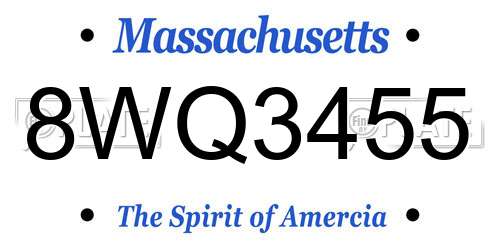 8WQ3455 Massachusetts License Plate