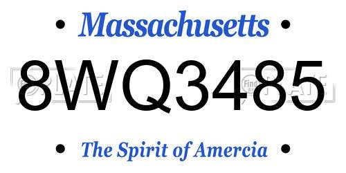 8WQ3485 Massachusetts License Plate