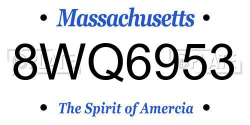 8WQ6953 Massachusetts License Plate