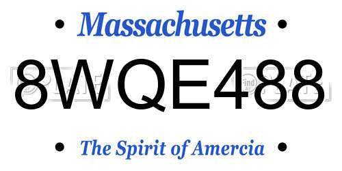 8WQE488 Massachusetts License Plate
