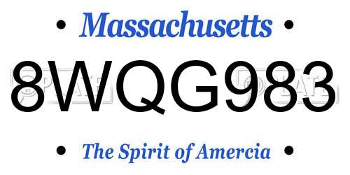 8WQG983 Massachusetts License Plate