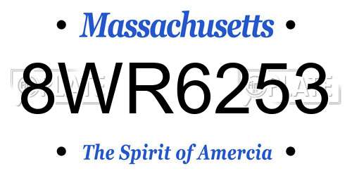 8WR6253 Massachusetts License Plate