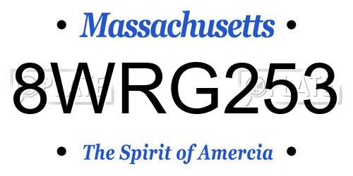 8WRG253 Massachusetts License Plate