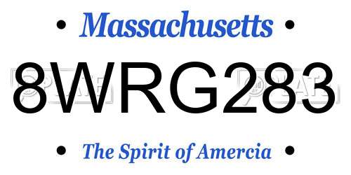 8WRG283 Massachusetts License Plate