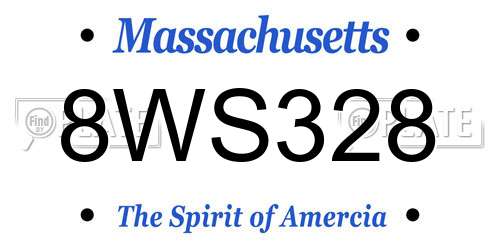 8WS328 Massachusetts License Plate