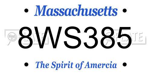 8WS385 Massachusetts License Plate