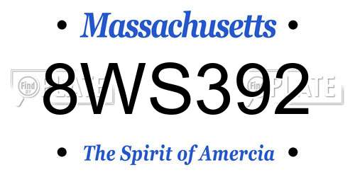8WS392 Massachusetts License Plate