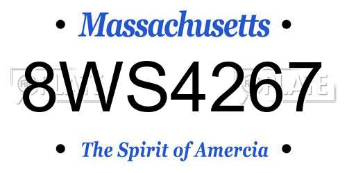 8WS4267 Massachusetts License Plate