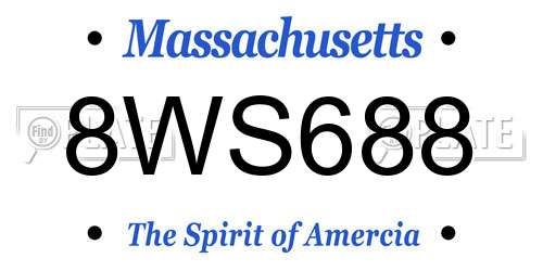 8WS688 Massachusetts License Plate