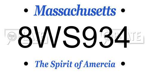8WS934 Massachusetts License Plate