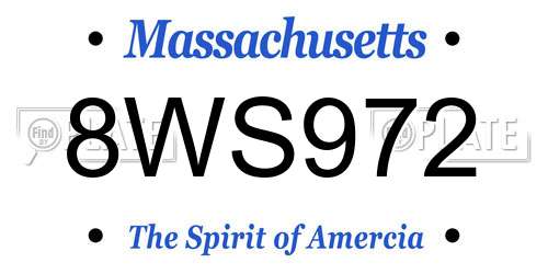 8WS972 Massachusetts License Plate