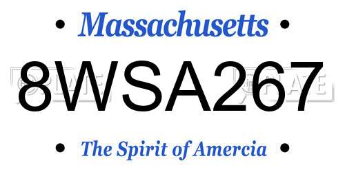 8WSA267 Massachusetts License Plate