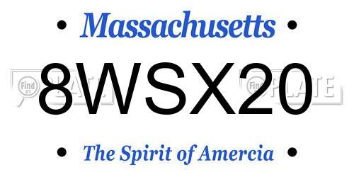 8WSX20 Massachusetts License Plate
