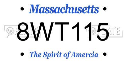 8WT115 Massachusetts License Plate