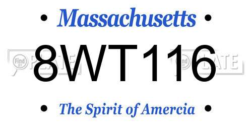 8WT116 Massachusetts License Plate