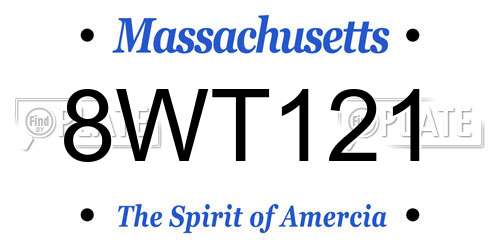 8WT121 Massachusetts License Plate