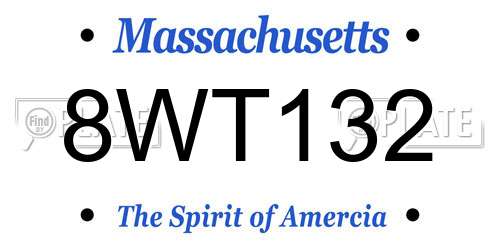 8WT132 Massachusetts License Plate