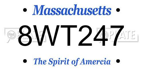 8WT247 Massachusetts License Plate