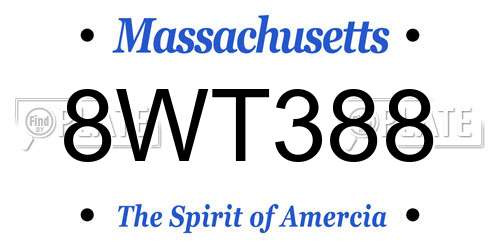 8WT388 Massachusetts License Plate