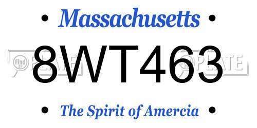 8WT463 Massachusetts License Plate