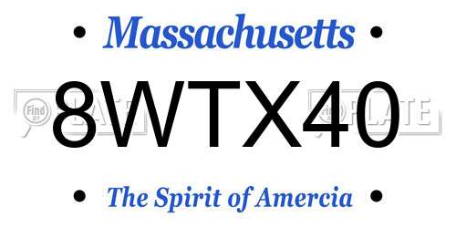 8WTX40 Massachusetts License Plate