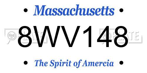 8WV148 Massachusetts License Plate