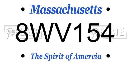8WV154 Massachusetts License Plate