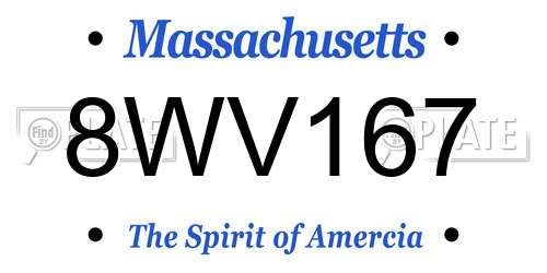8WV167 Massachusetts License Plate