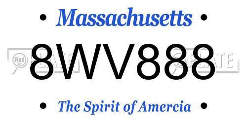 8WV888 Massachusetts License Plate